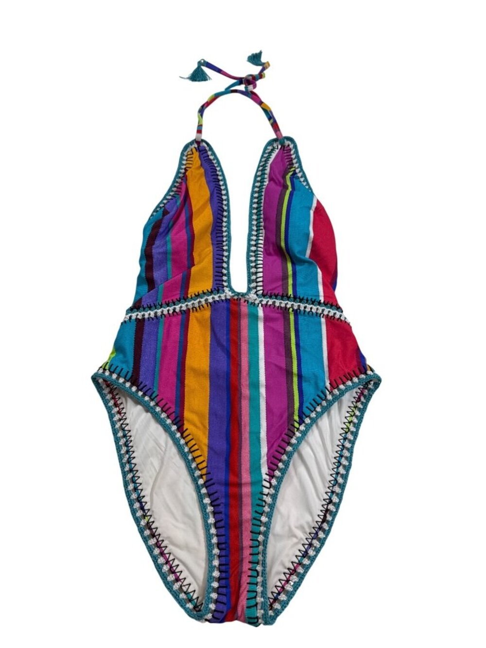 Nanette Lepore Sayulita Serape Embroidered One-Piece Swimsuit Womens M (PP571) - Picture 4 of 10